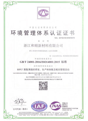 environmental system certificate